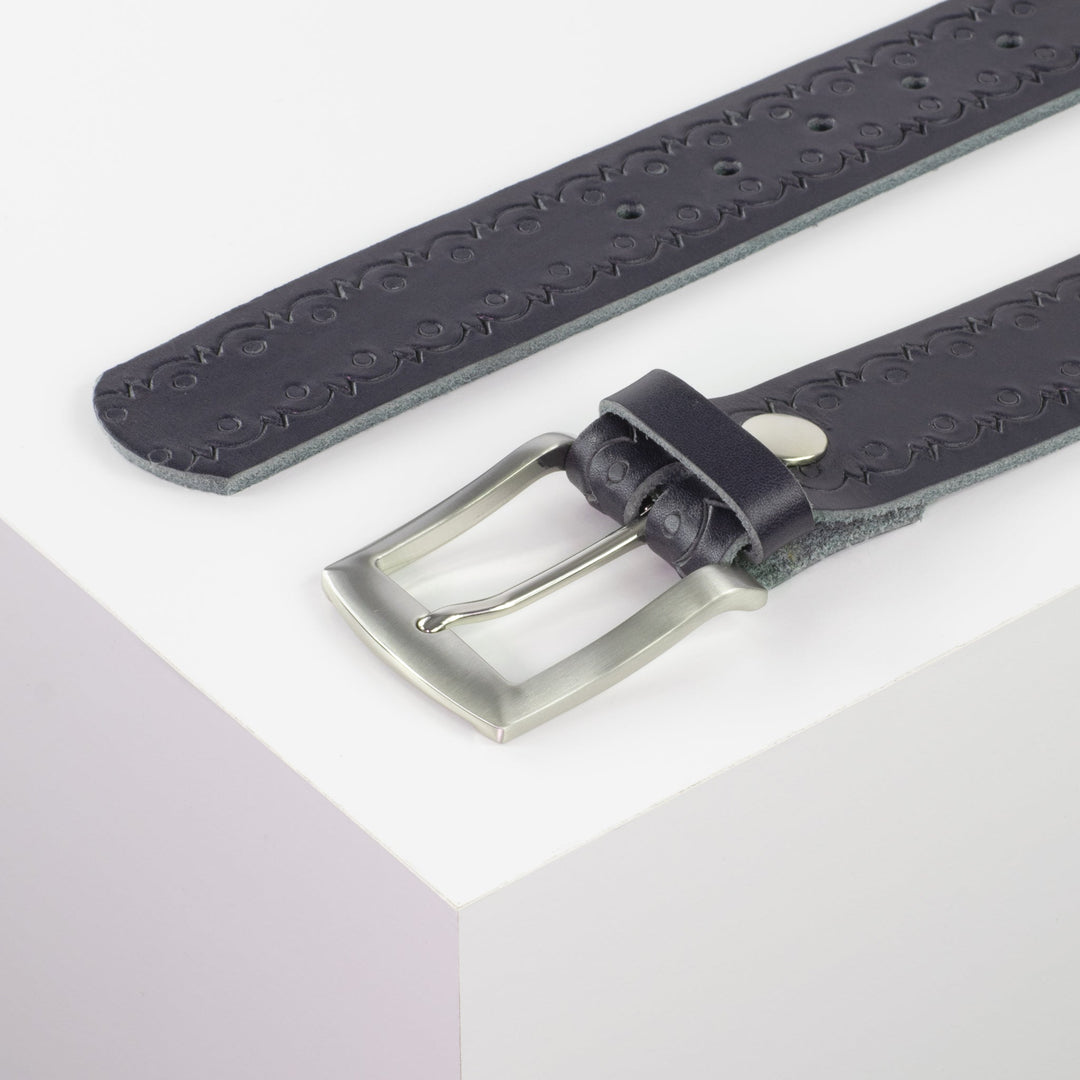 Ledergürtel 4cm mit Schnalle Bangkok navi Lochwelle