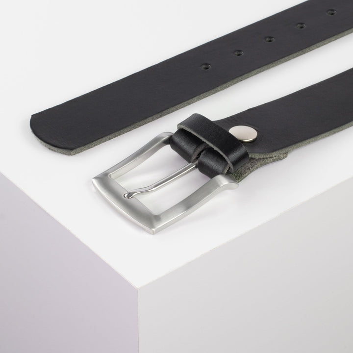 Ledergürtel 4cm mit Schnalle Bangkok schwarz ohne Muster