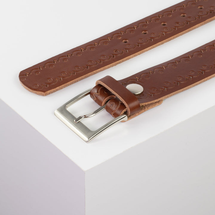 Ledergürtel 4cm mit Schnalle Copenhagen cognac Lochwelle