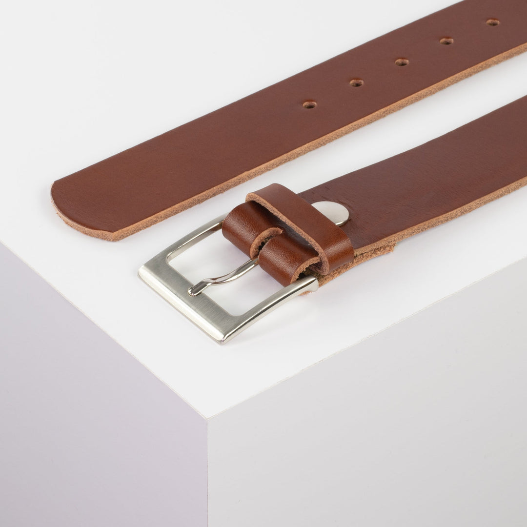 Ledergürtel 4cm mit Schnalle Copenhagen cognac ohne Muster