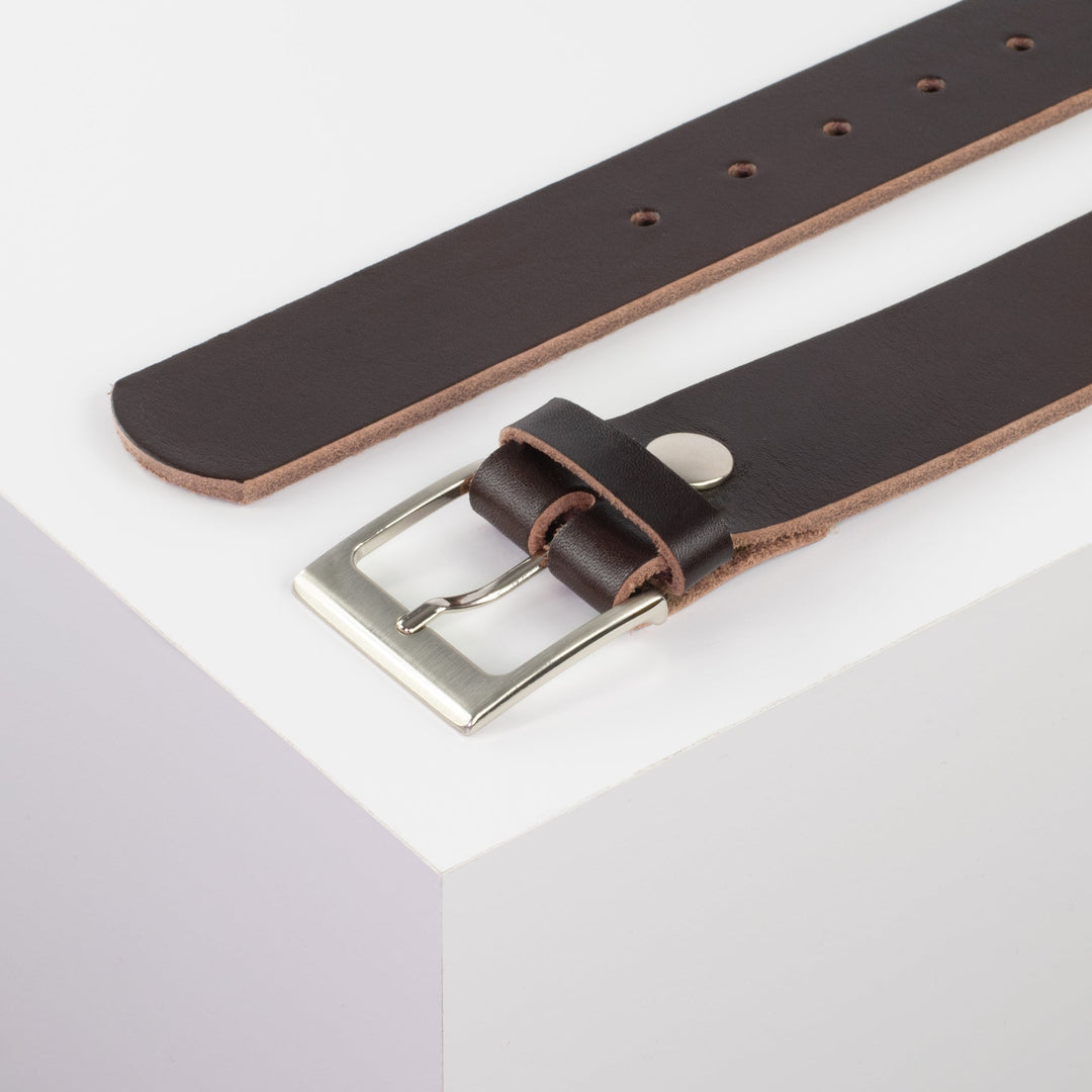 Ledergürtel 4cm mit Schnalle Copenhagen dunkelbraun ohne Muster