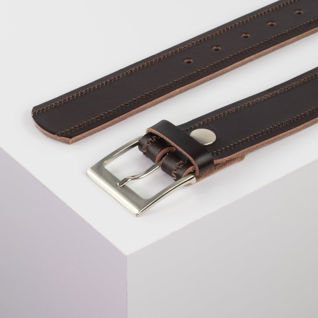 Ledergürtel 4cm mit Schnalle Copenhagen dunkelbraun Reißverschluss