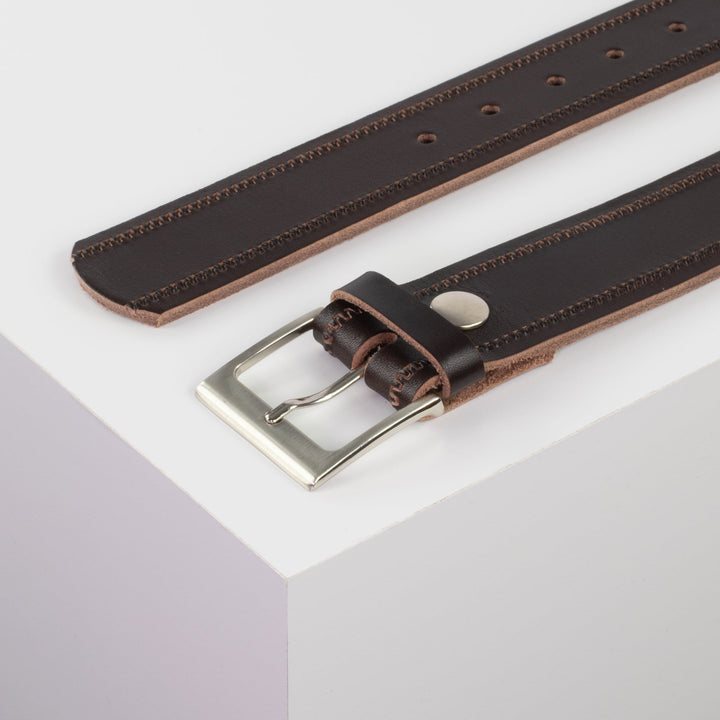Ledergürtel 4cm mit Schnalle Copenhagen dunkelbraun Reißverschluss