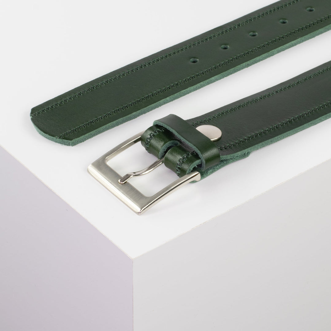 Ledergürtel 4cm mit Schnalle Copenhagen grün Reißverschluss