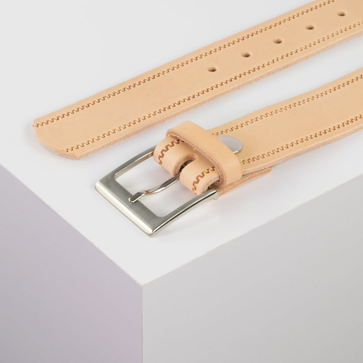 Ledergürtel 4cm mit Schnalle Copenhagen natur Reißverschluss