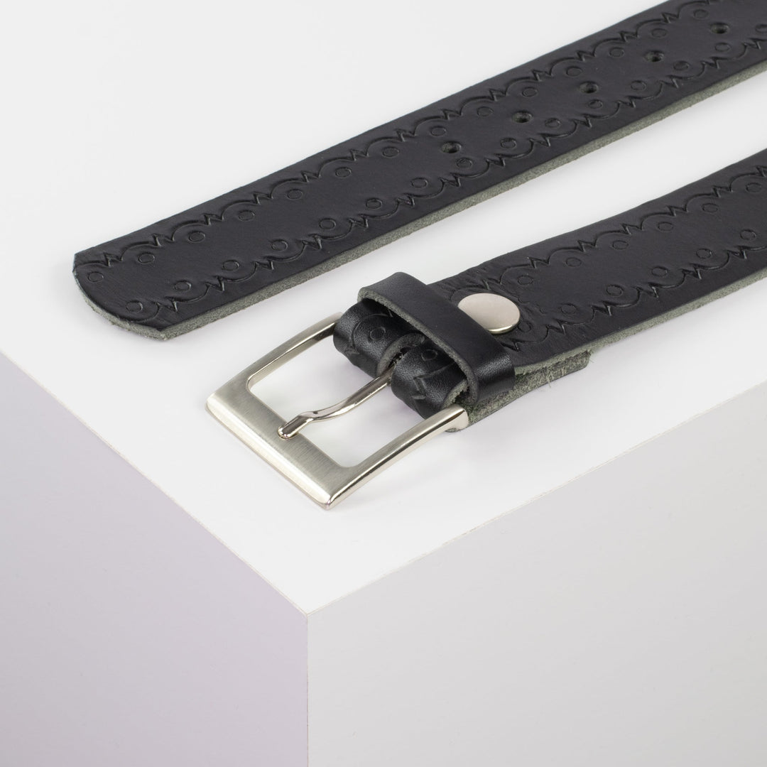 Ledergürtel 4cm mit Schnalle Copenhagen schwarz Lochwelle