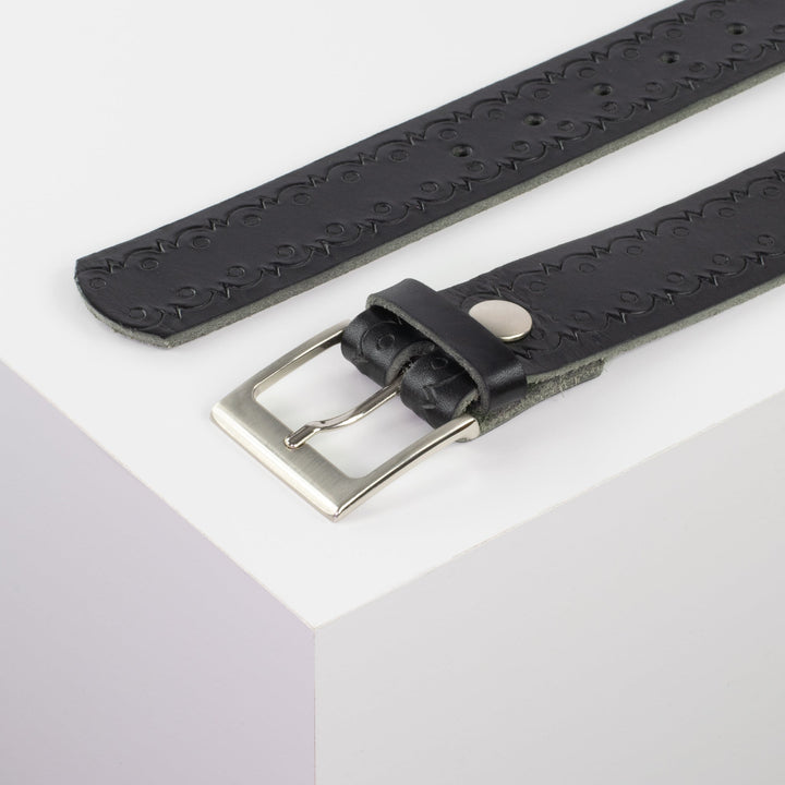 Ledergürtel 4cm mit Schnalle Copenhagen schwarz Lochwelle